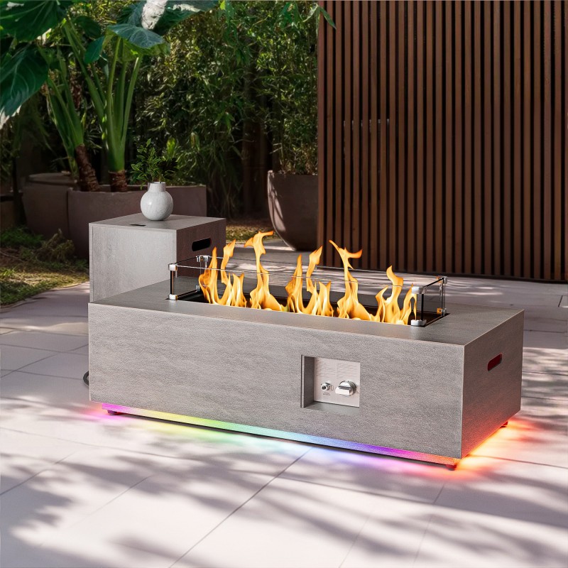 42inch propane fire pit table LED light