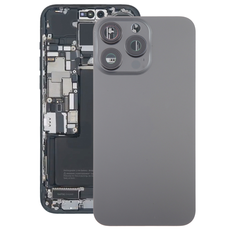 Battery Door + Back Camera Lens and Bezel with Magnetism Ring+Metal Plate for iPhone 15 Pro Max Black Titanium HQ